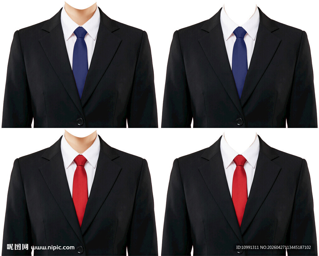 女红领带西装证件照衣服素材