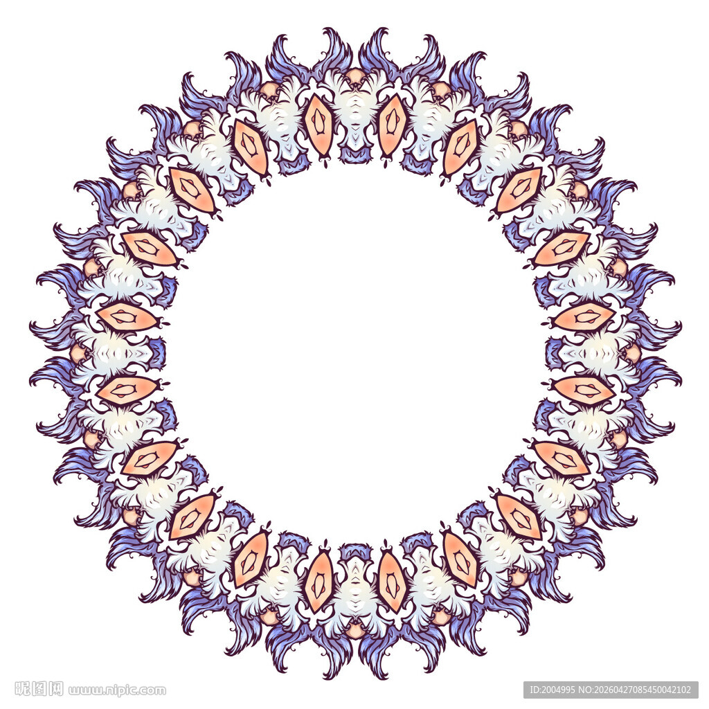 紫色花纹圆形装饰图案