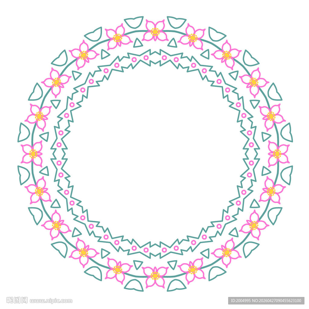 彩色几何图案圆形装饰框