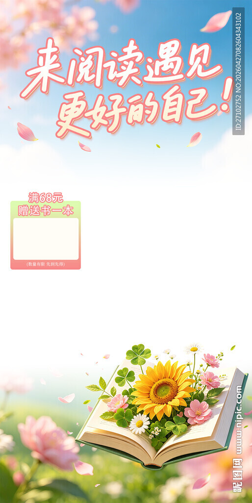 读书直播间装饰贴片海报