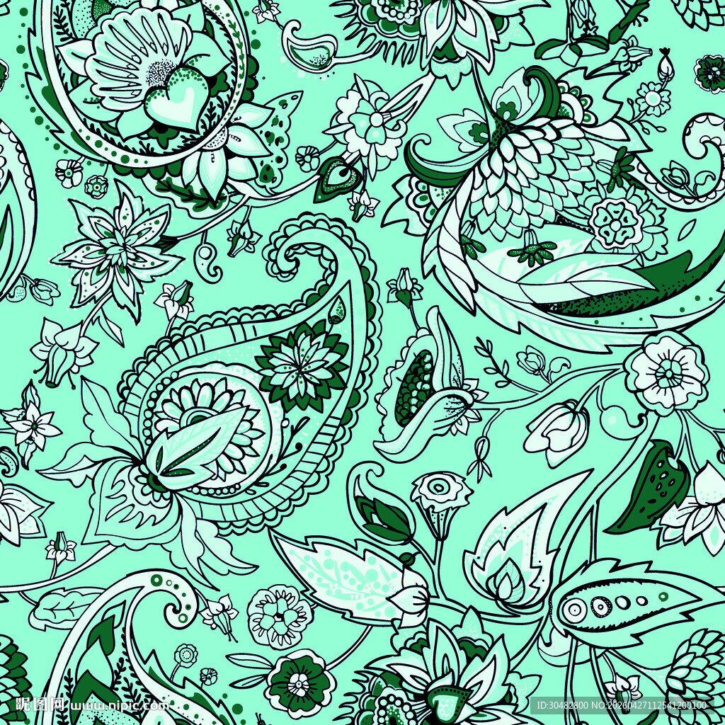 清新佩斯利花纹图案