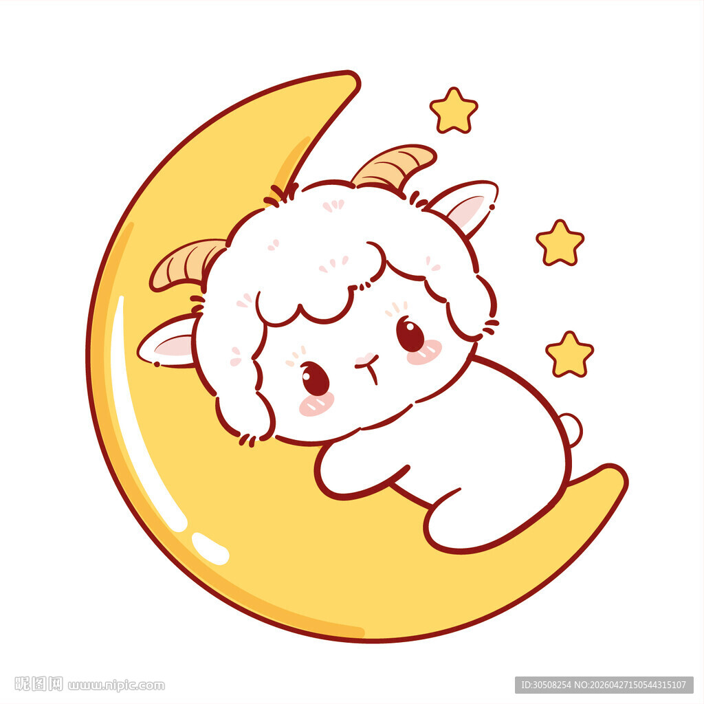 月亮上的可爱小羊