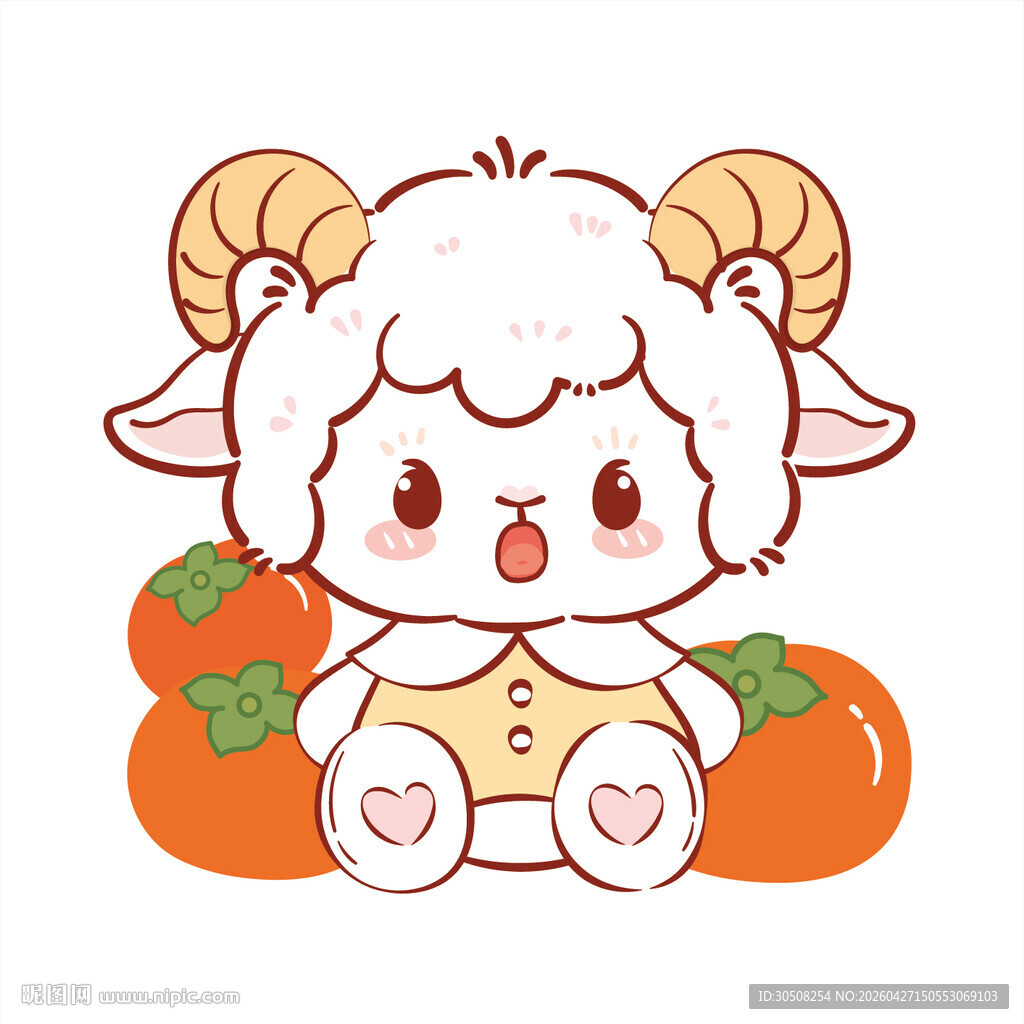 可爱小羊与南瓜萌趣插画