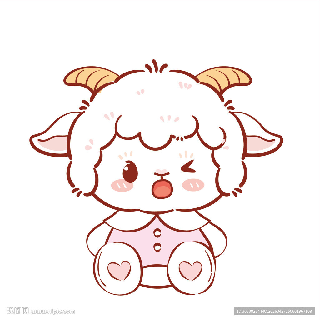 可爱小羊玩偶插画