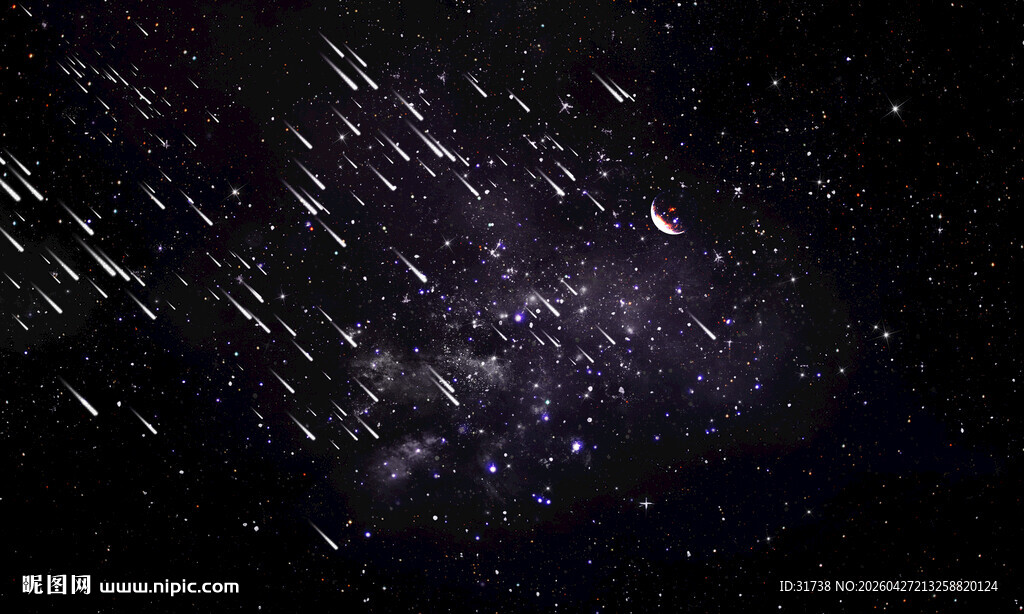 宇宙流星雨星空背景图