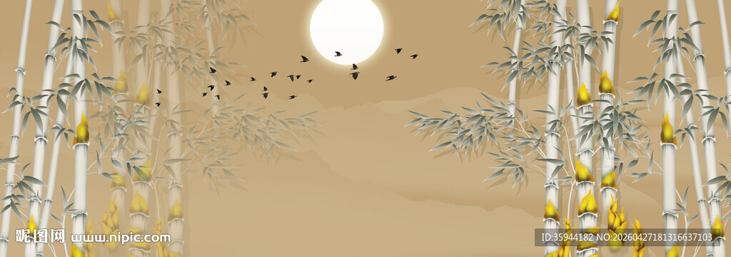 灯箱新中式水墨竹子