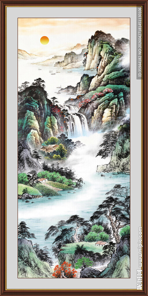 竖幅玄关山水画