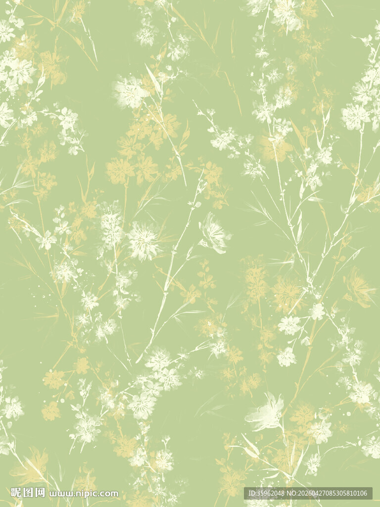 淡绿底清新花卉图案背景
