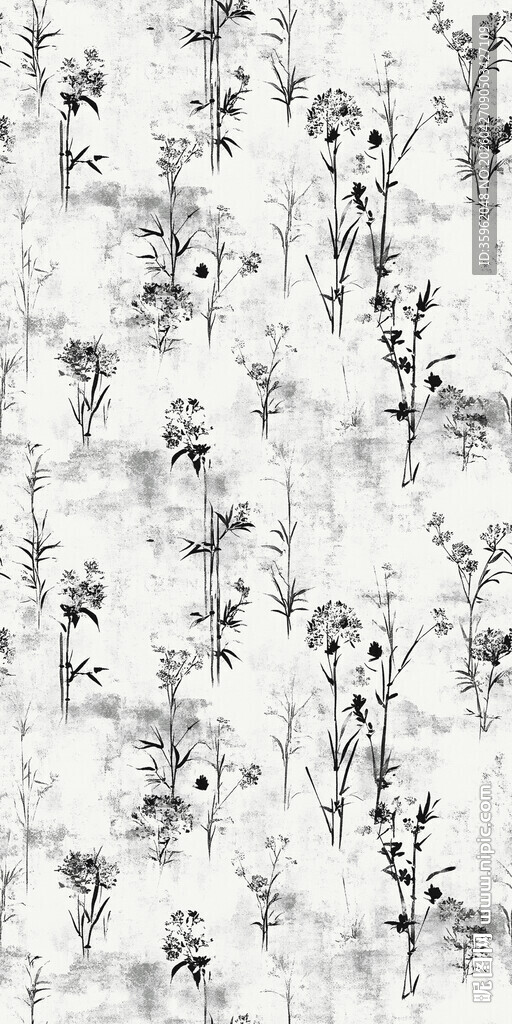 黑白抽象花卉图案纹理