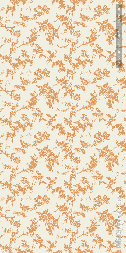 橙白花卉图案纹理背景