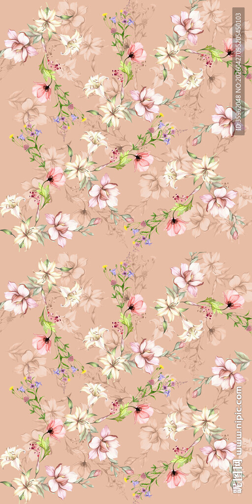 粉色花卉图案背景纹理