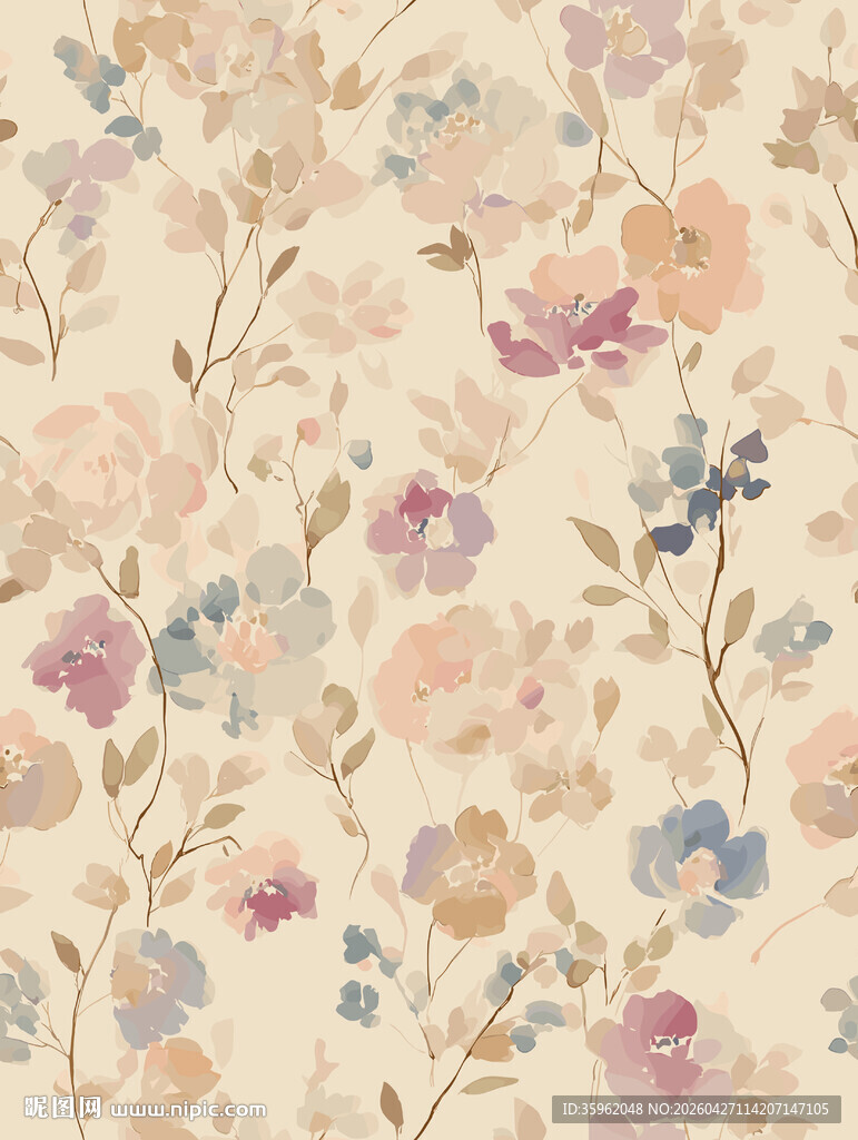 复古花卉图案壁纸