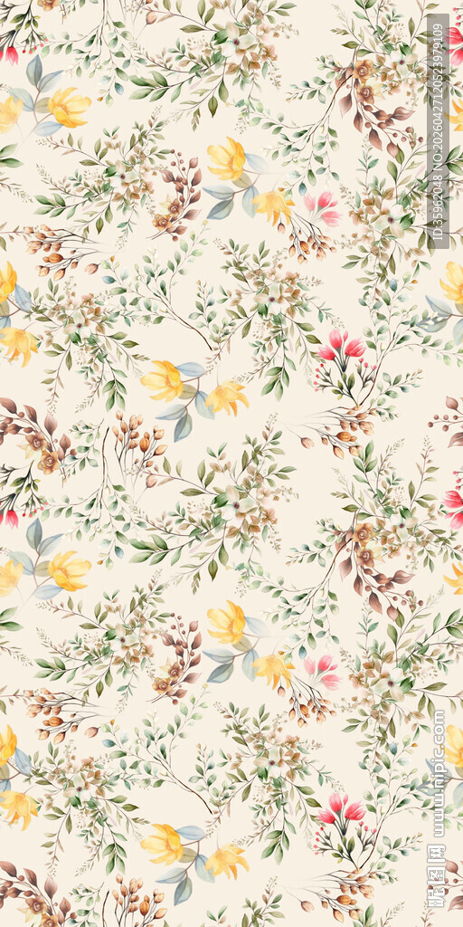 清新碎花图案布料纹理