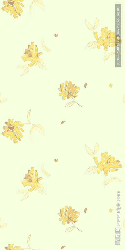淡黄色底金色花卉图案