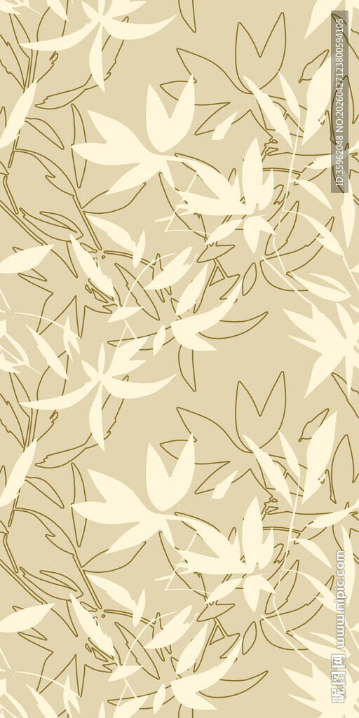 米黄色植物花纹背景图