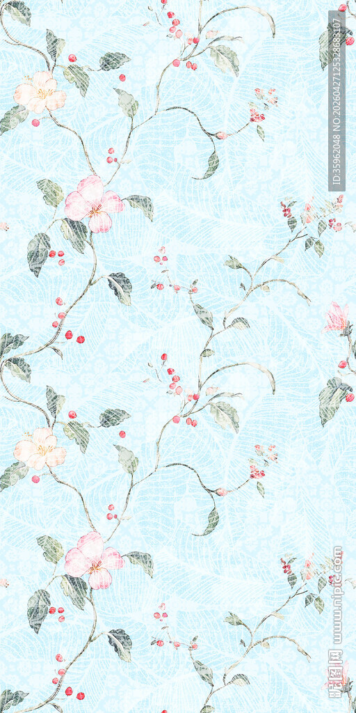 浅蓝色花卉图案布料