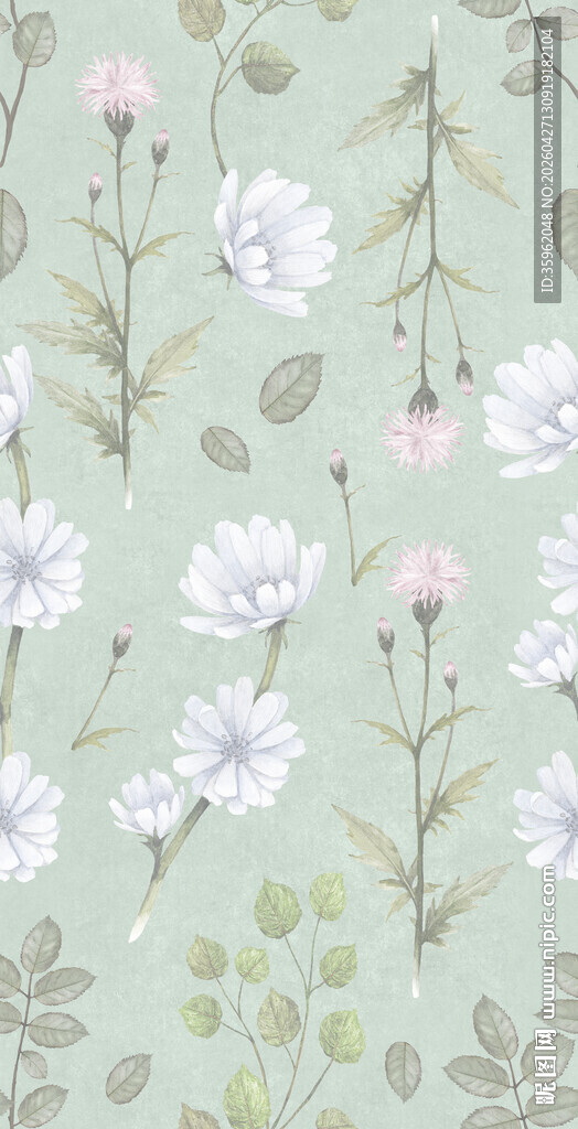 淡绿色花卉图案背景