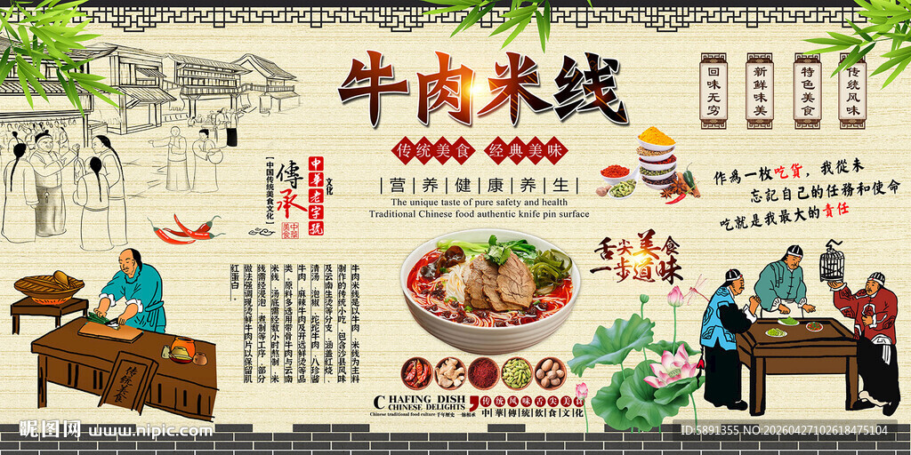 牛肉米线背景墙
