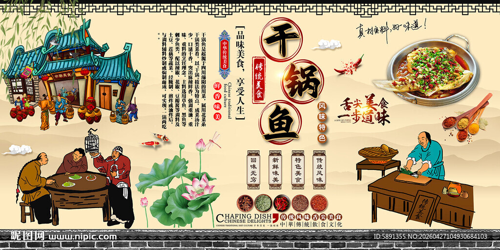 干锅鱼背景墙