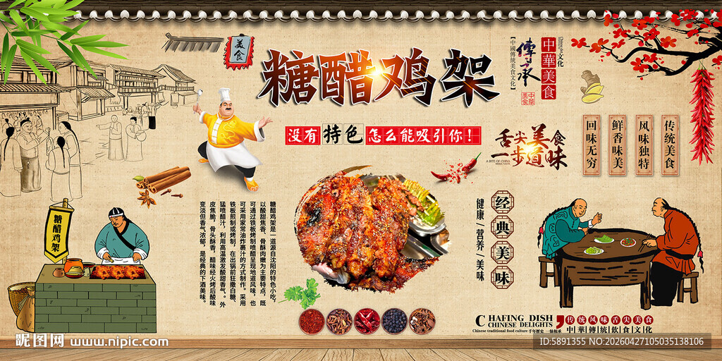 糖醋鸡架背景墙