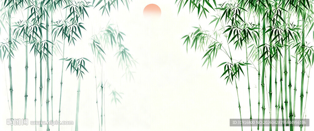新中式灯箱水墨竹子