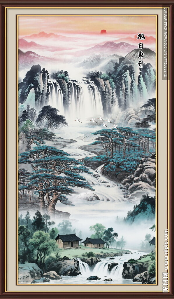 竖幅玄关山水画