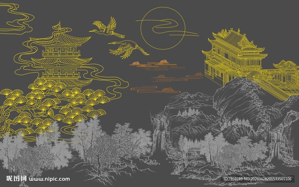 中式山水墨韵风景图