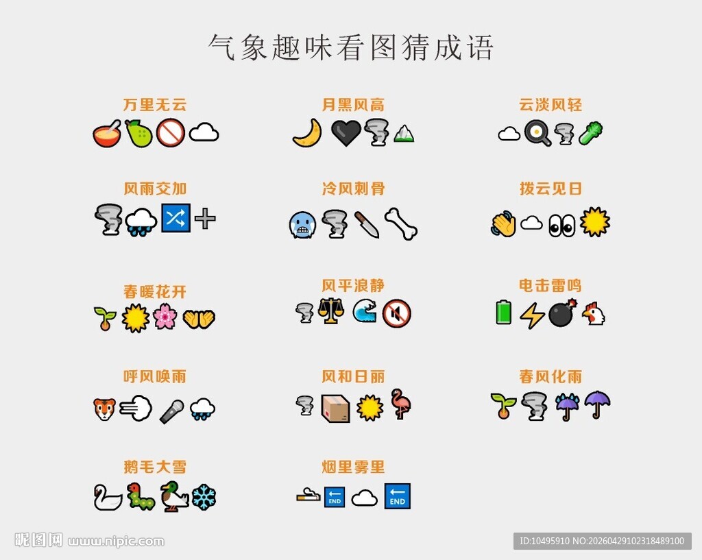 趣味气象 猜成语 看图猜一猜 