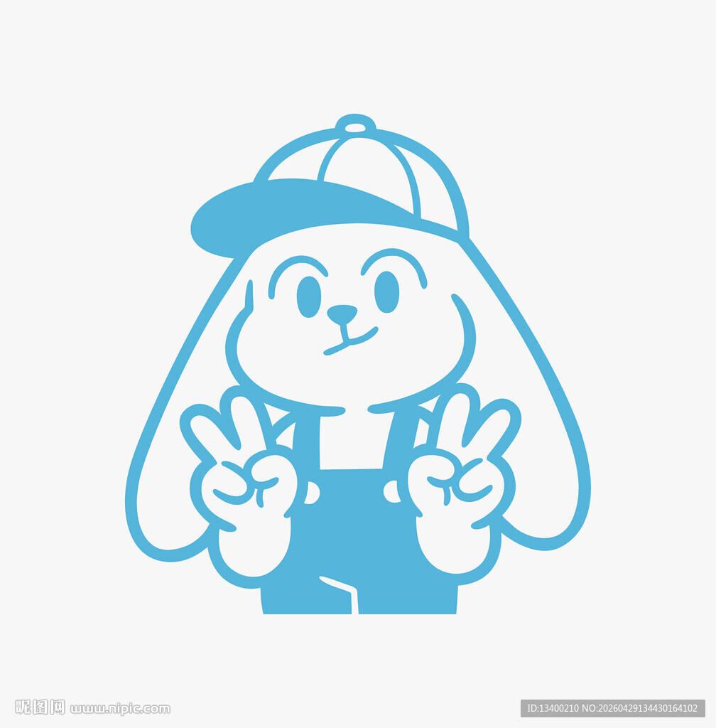 戴帽小兔比耶卡通形象