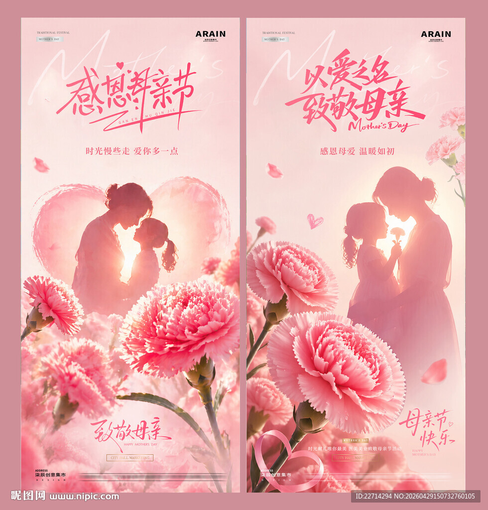 医美母亲节康乃馨节日海报