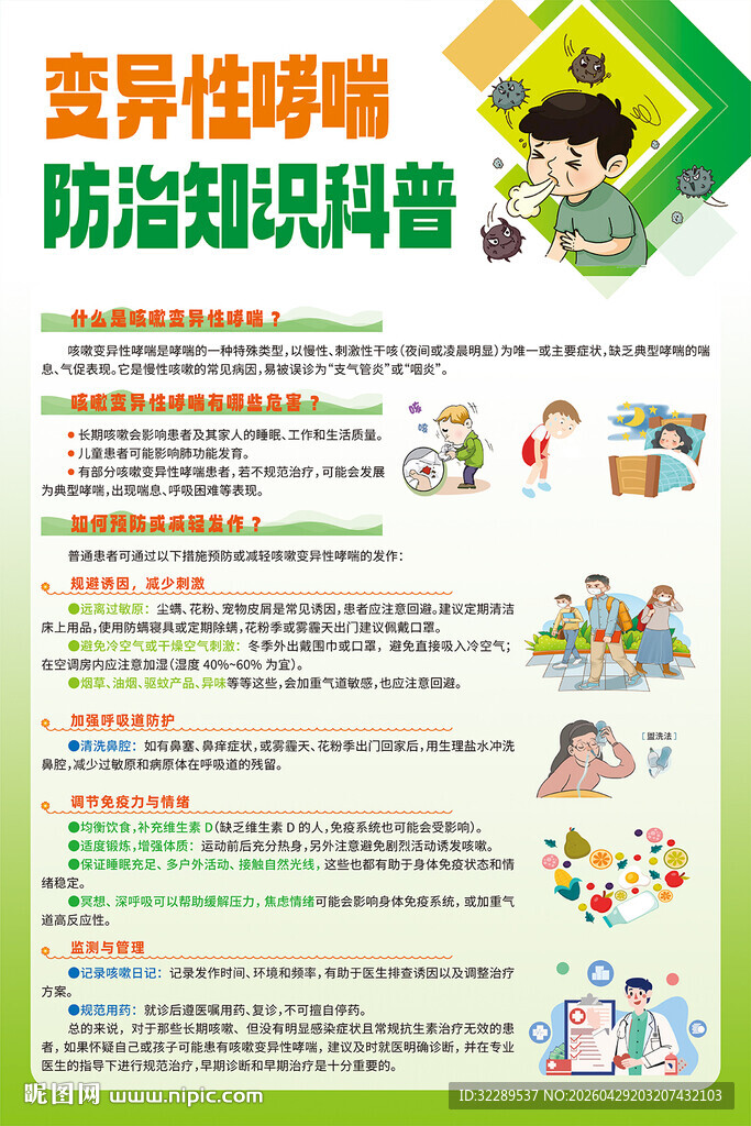变异性哮喘防治知识科普海报