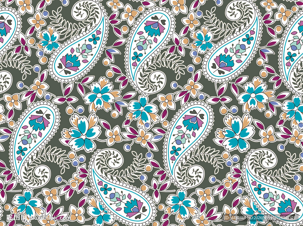 多彩佩斯利花纹图案