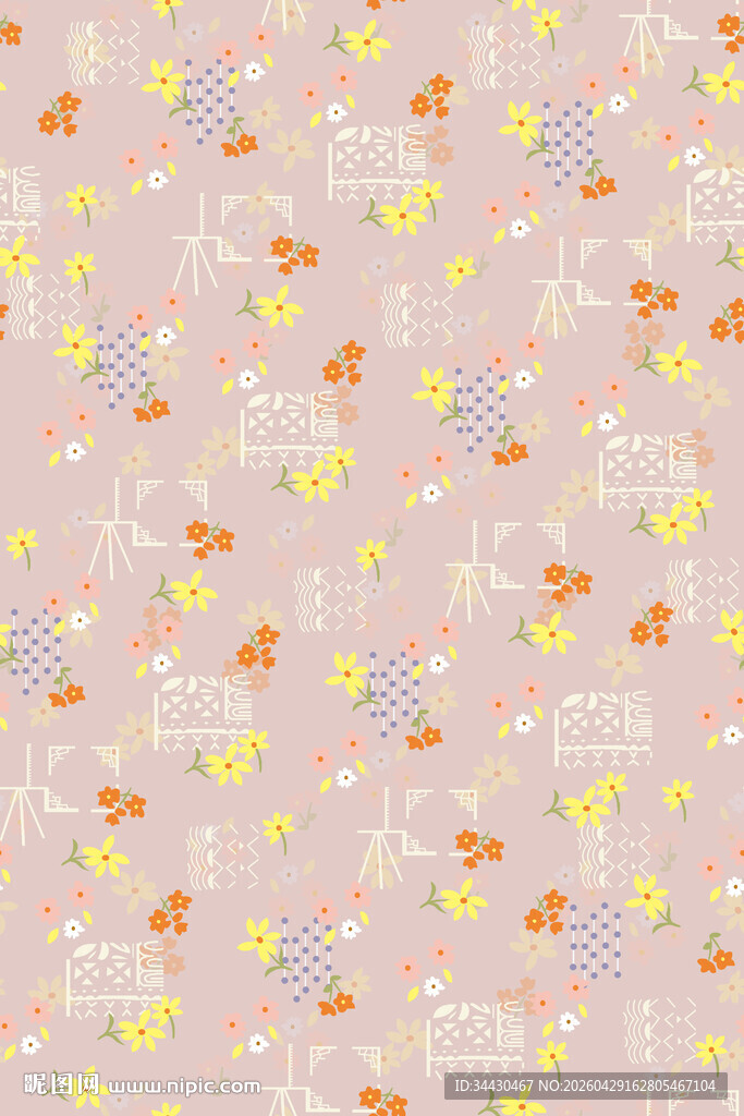 粉色花卉图案背景纹理