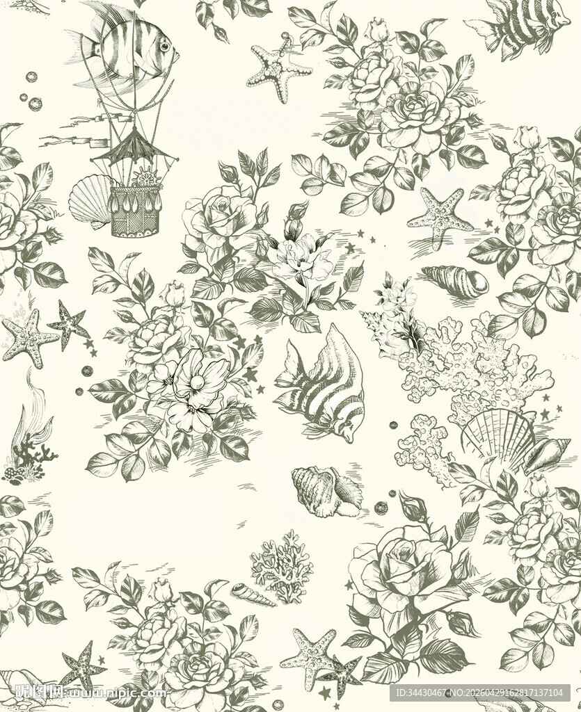 复古花卉图案纹理背景