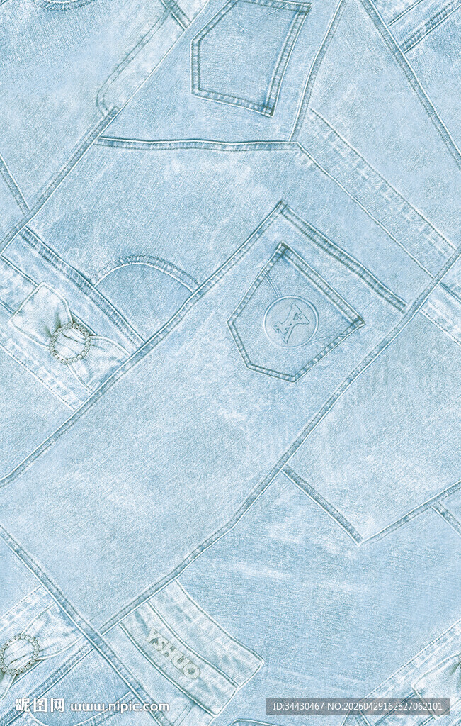 浅蓝色牛仔布纹理特写