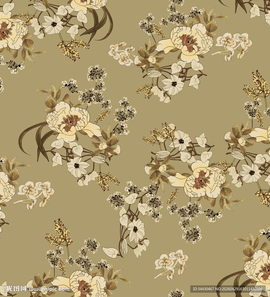 复古花卉图案背景
