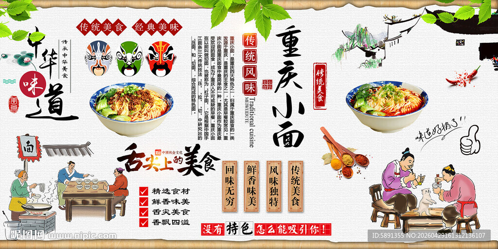 重庆小面背景墙