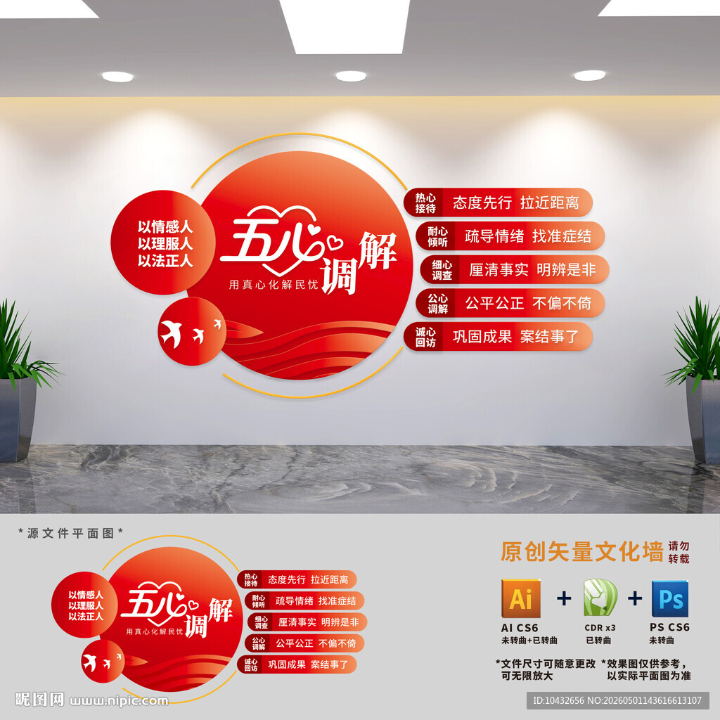 五心调解文化墙