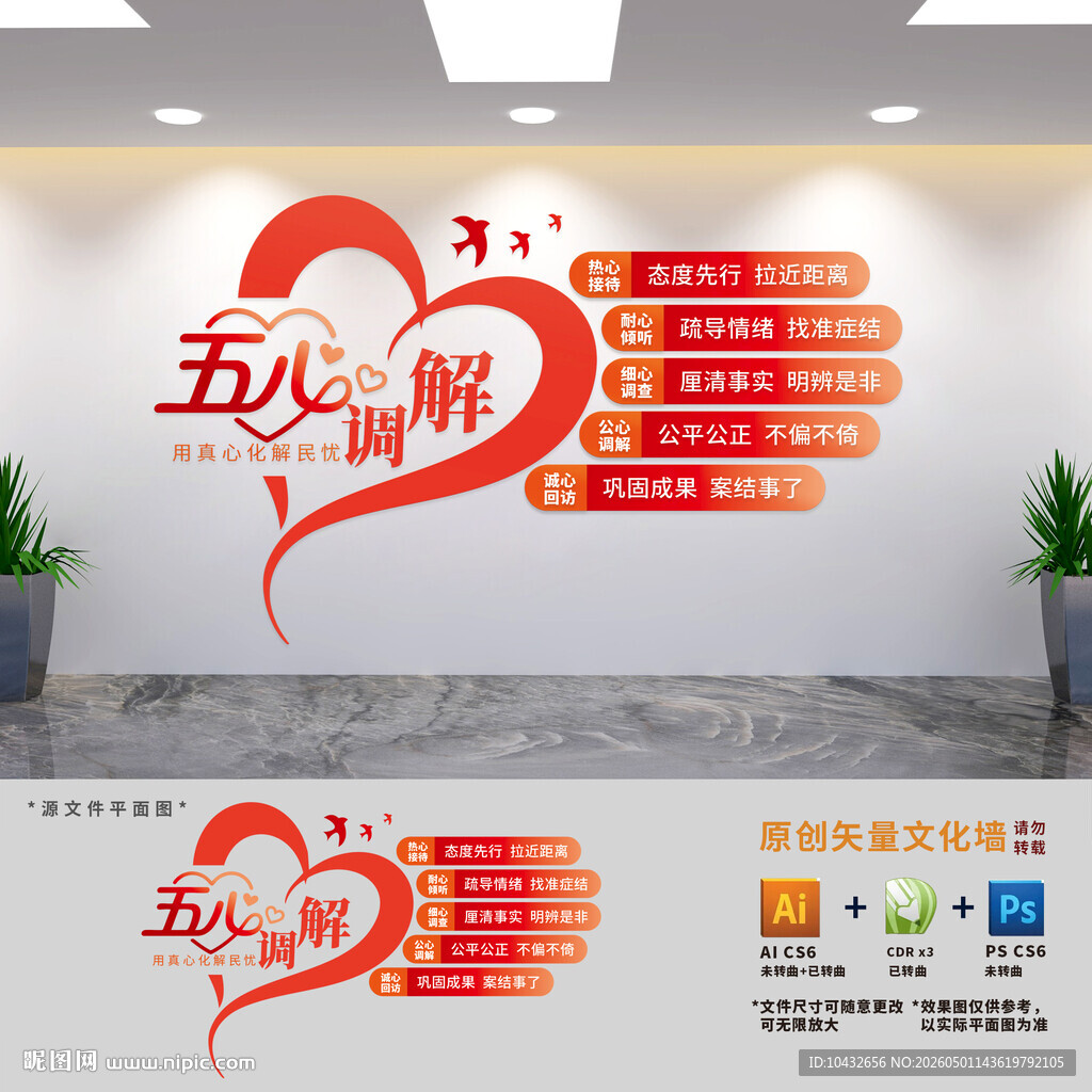 五心调解展板文化墙