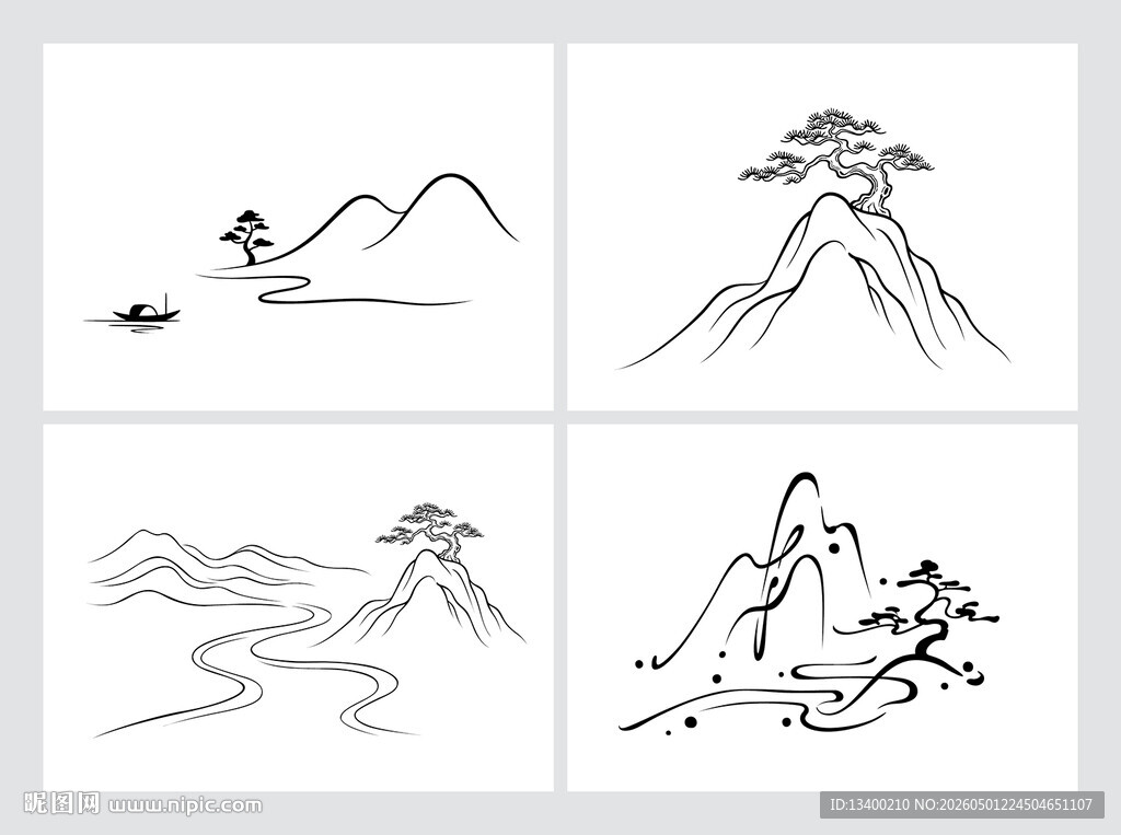水墨山水简笔画组图