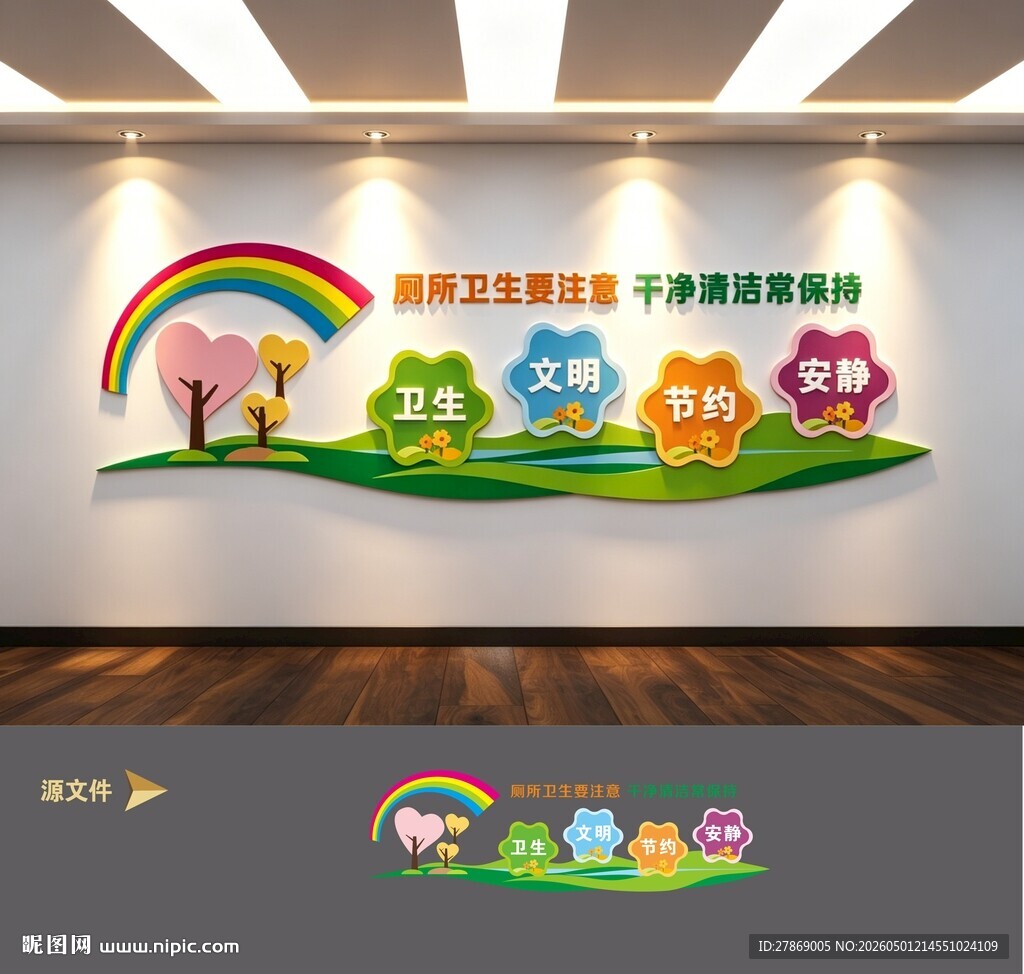 公共厕所卫生间洗手间标语文化墙