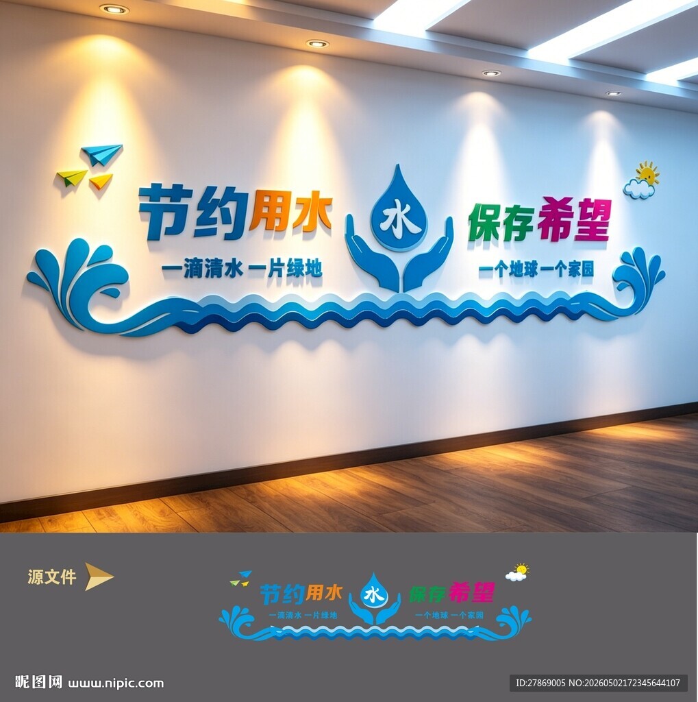 节约用水珍惜水资源环保文化墙