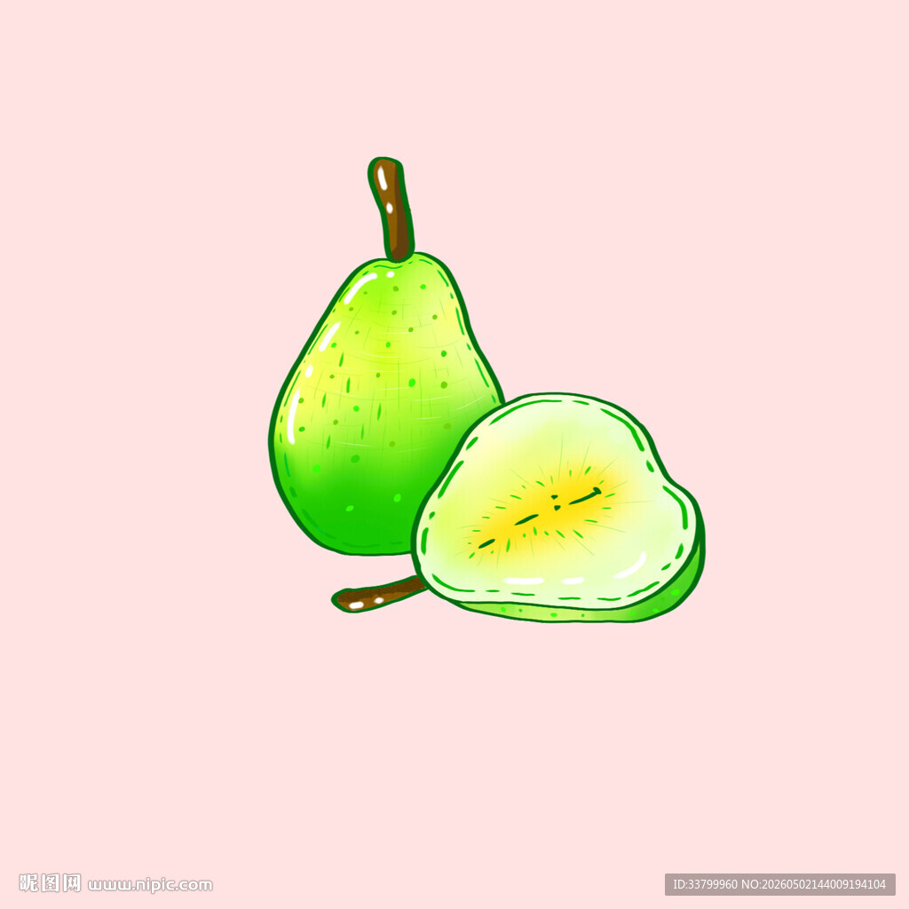 青梨插画清新水果展示