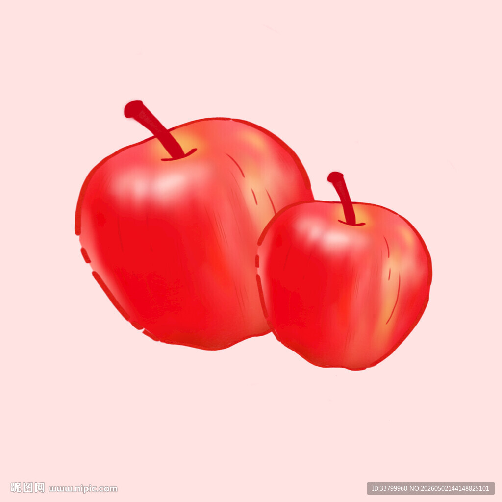 两个红苹果插画