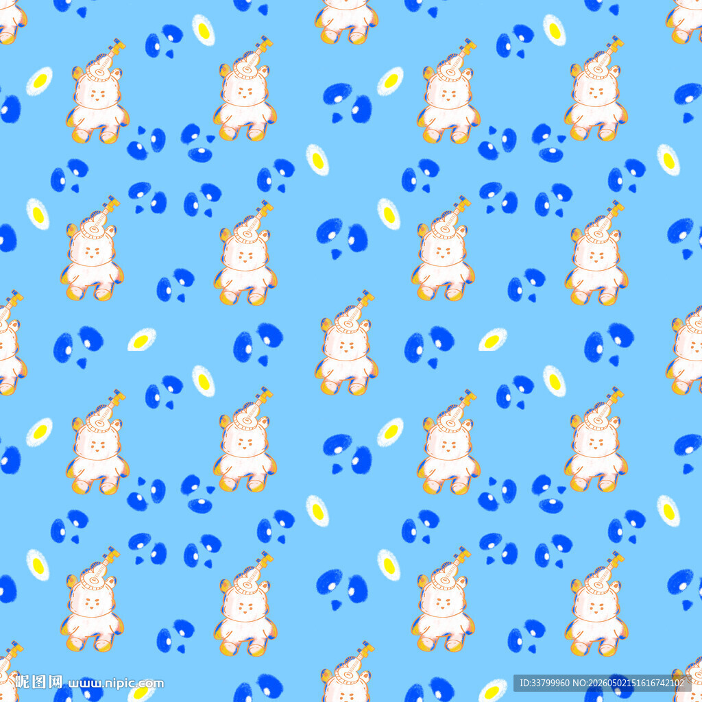 蓝色猫咪图案背景纹理