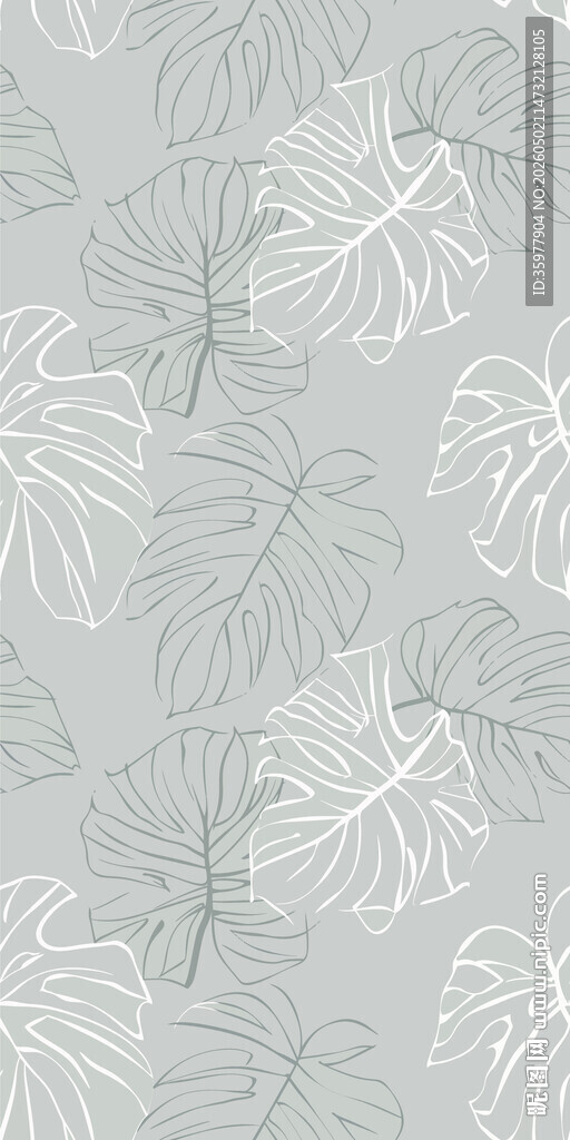 浅灰底色植物叶脉纹理图