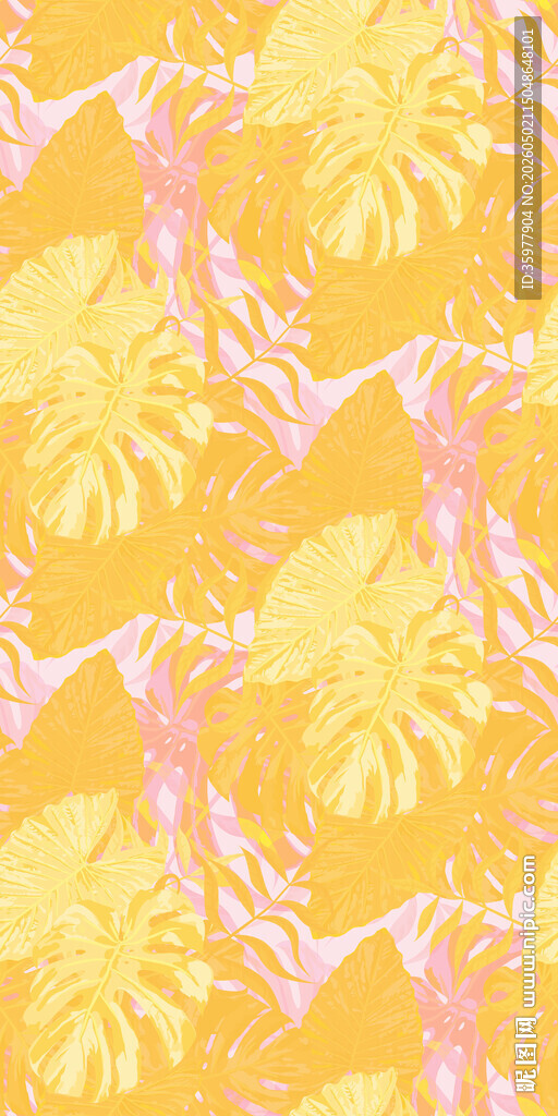 黄色花卉图案背景纹理