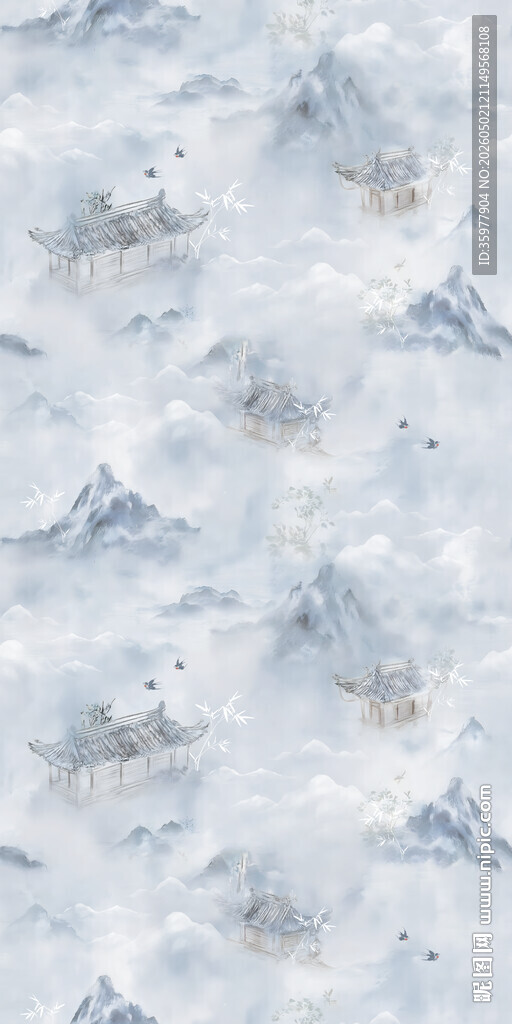 淡蓝水墨风抽象纹理背景