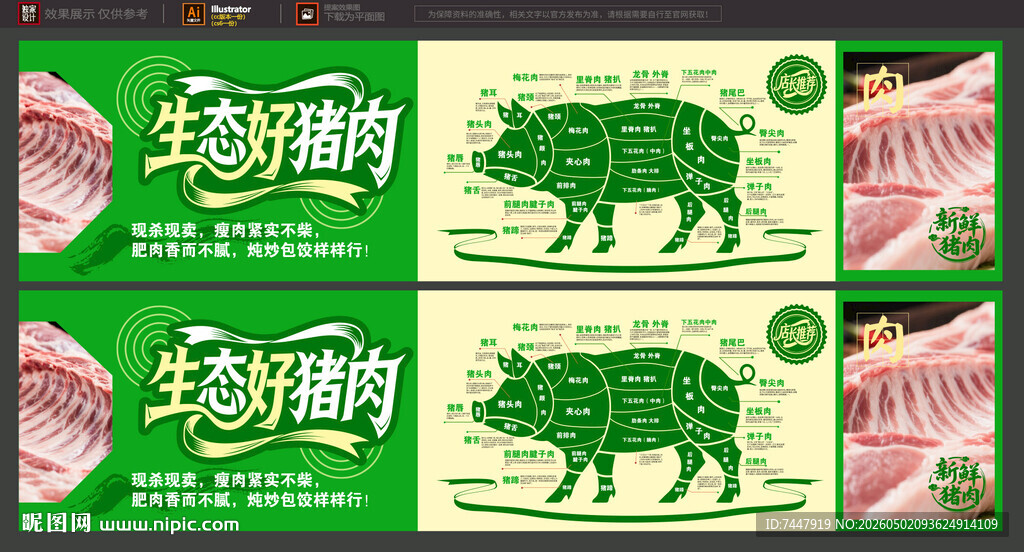 绿色猪肉分割设计展示