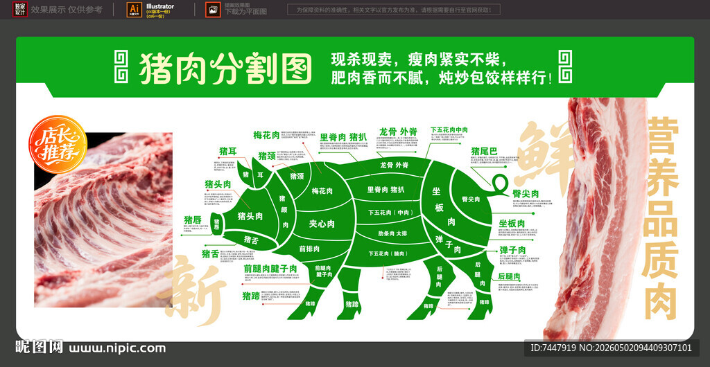 猪肉分割图 肉海报
